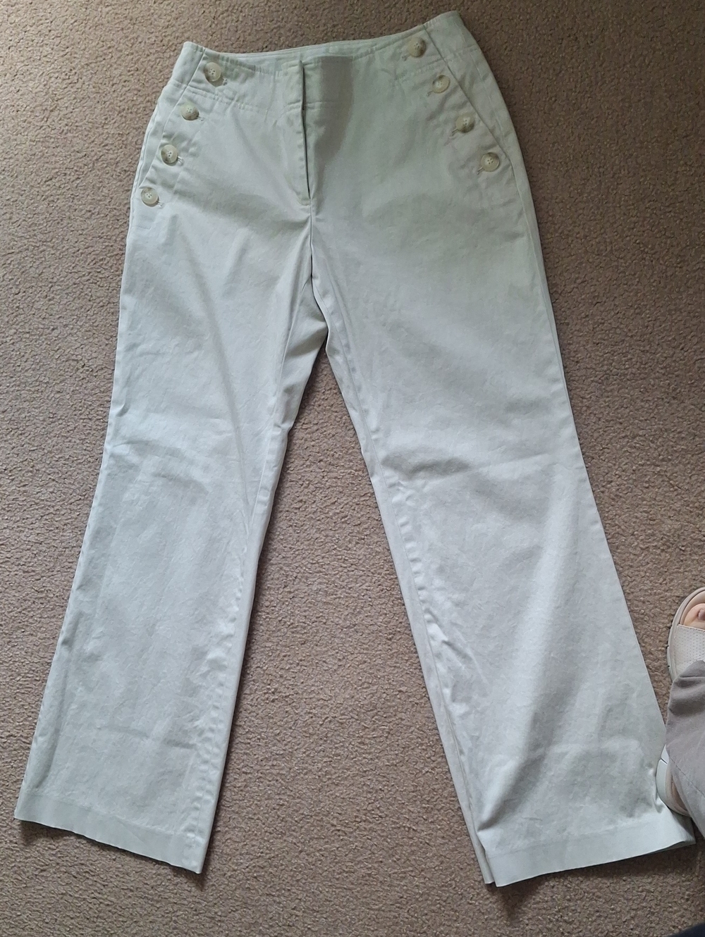 LOFT Cream Sailor Wide-Leg Jeans.